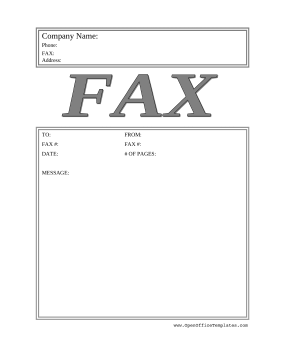 Big Gray Fax Cover Sheet LibreOffice Template