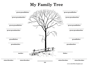 Black-and-White Family Tree LibreOffice Template