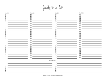 Daily To Do List Family LibreOffice Template