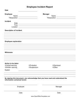 Employee Incident Report Form LibreOffice Template