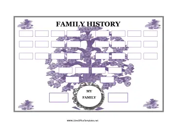 Family Tree with Purple Flowers LibreOffice Template