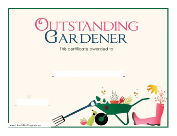 Gardening Certificate LibreOffice Template