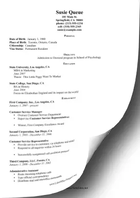 Graduate Program CV LibreOffice Template