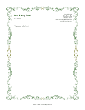 Green And Yellow Vines LibreOffice Template