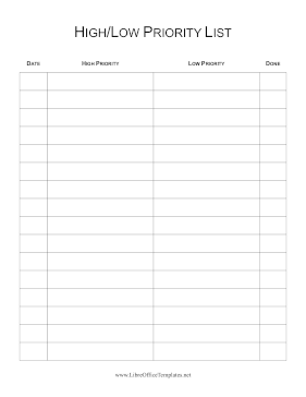 High Priority And Low Priority Checklist LibreOffice Template