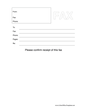 Receipt Confirmation Fax Coversheet LibreOffice Template