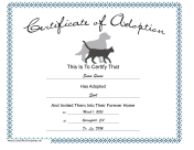 Adoption Certificate Pets