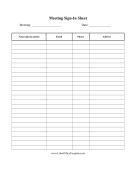 Conference Sign-In Sheet