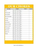 Yellow Family Chore Chart