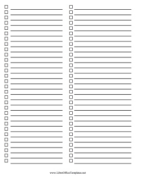 2-Column Blank Checklist LibreOffice Template