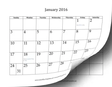 2016 12-Month Calendar LibreOffice Template