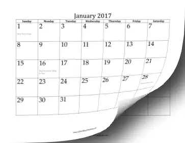 2017 Twelve Month Calendar LibreOffice Template