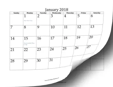 2018 Twelve Month Calendar LibreOffice Template