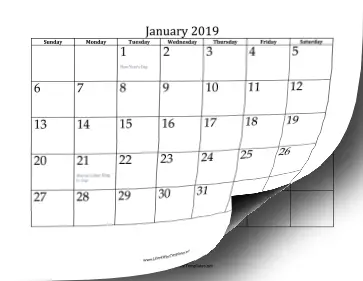 2019 Calendar LibreOffice Template