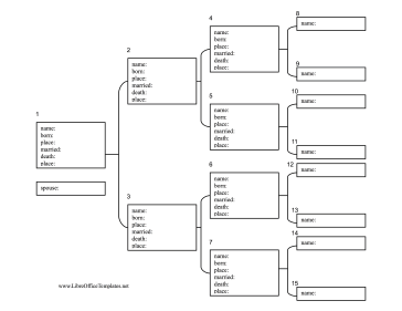 4 Generation Family Tree with Statistics LibreOffice Template