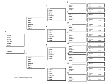 5-Generation Chart with Statistics LibreOffice Template