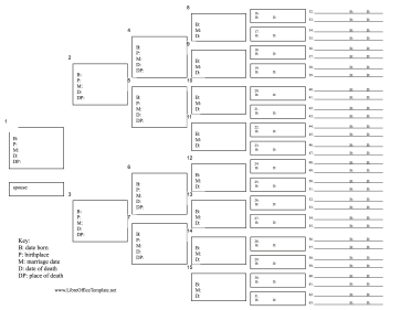 6-Generation Chart with Statistics LibreOffice Template