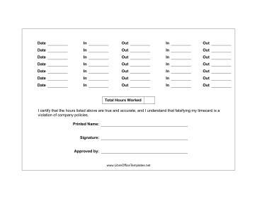 7-Day Time Card LibreOffice Template