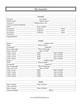 Ancestor Information Record LibreOffice Template