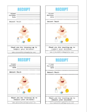 Babysitting Receipt 4up LibreOffice Template