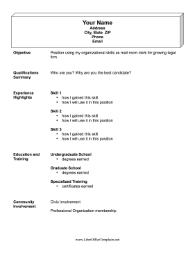 Basic Functional Resume LibreOffice Template