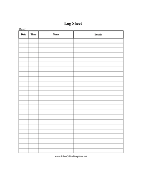 Basic Log Sheet LibreOffice Template