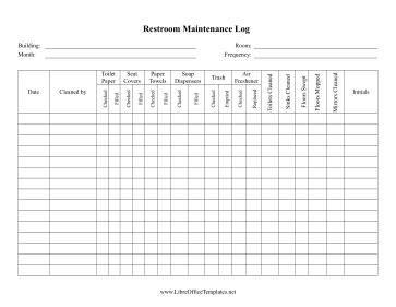 Bathroom Cleaning Checklist LibreOffice Template