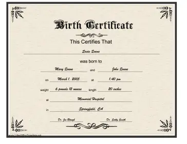 Birth Certificate Gothic Lettering LibreOffice Template