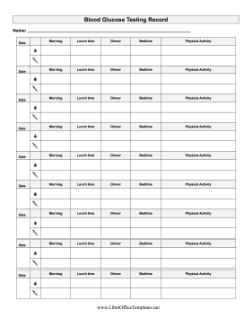 Blood Glucose Tracking Record LibreOffice Template