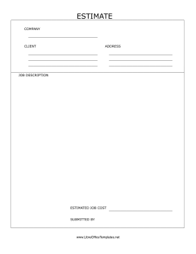 Budget Estimate Form LibreOffice Template