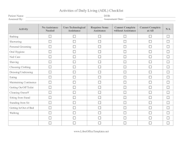 Caretaker ADL List LibreOffice Template