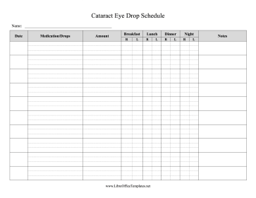 Cataract Eye Drop Schedule LibreOffice Template