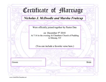 Certificate Of Marriage LibreOffice Template