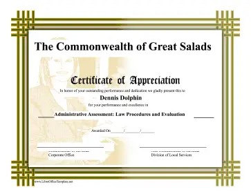 Certificate of Appreciation LibreOffice Template