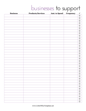 Checklist Business Support LibreOffice Template