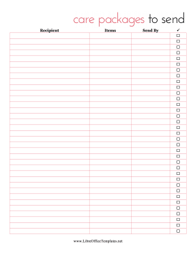 Checklist Care Packages LibreOffice Template