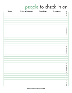 Checklist People Check-In LibreOffice Template