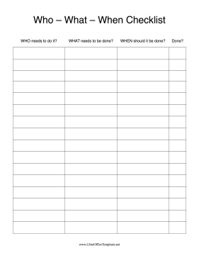 Checklist Who What When LibreOffice Template
