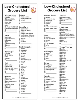 Cholesterol-Lowering Grocery List LibreOffice Template