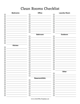 Clean Rooms Checklist LibreOffice Template