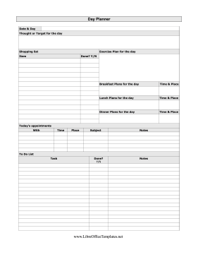 Daily Itinerary LibreOffice Template