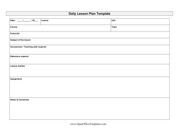 Daily Lesson Plan Template LibreOffice Template