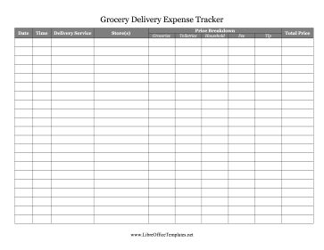 Delivery Expenses Groceries LibreOffice Template