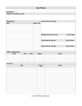 Detailed Day Planner LibreOffice Template