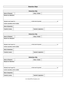 Detention Slips LibreOffice Template