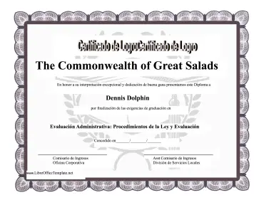 Diploma Español LibreOffice Template