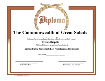 Diploma with Wreath LibreOffice Template