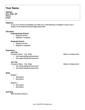 Education Resume LibreOffice Template