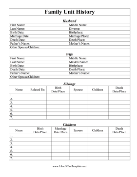 Family History Record LibreOffice Template