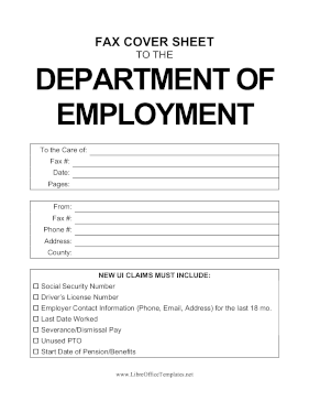 Fax Addressing Department Of Employment LibreOffice Template